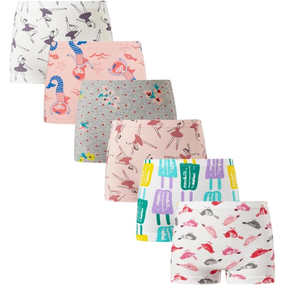 imageFamily Feeling Soft Cotton Girls Boyshort Panties Brief Underwear6 Pack Pattern Printing