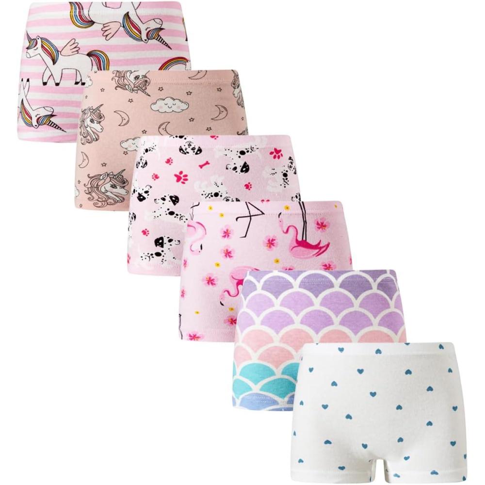 imageFamily Feeling Soft Cotton Girls Boyshort Panties Brief Underwear6 Pack Pattern PrintingLove