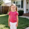 Family Feeling Boys Short Sleeve Summer Crewneck Kids T-Shirts One Piece Girls Tee(Rose)