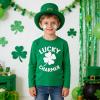 Family Feeling Boys Short Sleeve Summer Crewneck Kids T-Shirts One Piece Girls Tee(St. Patrick’s Clover-long)