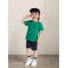 Family Feeling Boys Short Sleeve Summer Crewneck Kids T-Shirts Top Girls 2-Piece Tee(Green)