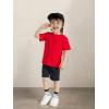 Family Feeling Boys Short Sleeve Summer Crewneck Kids T-Shirts Top Girls 2-Piece Tee(Red)