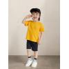 Family Feeling Boys Short Sleeve Summer Crewneck Kids T-Shirts Top Girls 2-Piece Tee(Yellow)