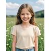 Family Feeling Girl Tshirts Short Sleeve Crewneck Kids T-Shirts Top Tee(Beige)
