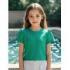 Family Feeling Girl Tshirts Short Sleeve Crewneck Kids T-Shirts Top Tee(Green)
