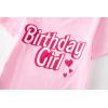 Family Feeling Girl Tshirts Short Sleeve Crewneck Kids T-Shirts Top Tee(Pink)