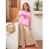 Family Feeling Girl Tshirts Short Sleeve Crewneck Kids T-Shirts Top Tee(Pink)
