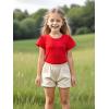 Family Feeling Girl Tshirts Short Sleeve Crewneck Kids T-Shirts Top Tee(Red)