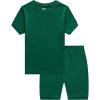 Family Feeling Boys Girls Kids Pajamas Solid Colors 2 Piece Summer Pajama Short Sets 100% Cotton Dark Green Size 12