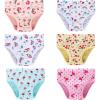Family Feeling Girls’ 100% Cotton Underwear – Comfortable & Breathable Panties for Kids(6 Pack – Flower/Cartoon/Animal Print)