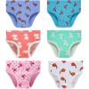 Family Feeling Girls’ 100% Cotton Underwears – Comfortable & Breathable Printed Pattern Panties for Child(6 Pack – Cat)