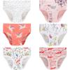 Family Feeling Girls’ Soft Underwear – Comfortable & Breathable Printed Pattern Panties for Kids(6 Pack – Balloon/Cartoon/Animal Print)