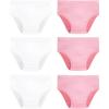 Family Feeling Girls’ Soft Underwear – Comfortable & Breathable Printed Pattern Panties for Kids(6 Pack – White/Pink)