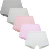 Family Feeling Soft Cotton Girls’ Boyshort Panties Brief Underwear(5 Pack -Pink/White/Grey)