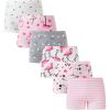 Family Feeling Soft Cotton Girls’ Boyshort Panties Brief Underwear(6 Pack -Animal Printing/Flamingo)