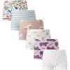 Family Feeling Soft Cotton Girls’ Boyshort Panties Brief Underwear(6 Pack -Pattern Printing/Stripe/Polka Dot)