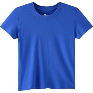 Family Feeling Boys Short Sleeve Summer Crewneck Kids T-Shirts One Piece Girls Tee(Blue)