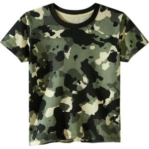 Family Feeling Boys Short Sleeve Summer Crewneck Kids T-Shirts One Piece Girls Tee(Camo Green)