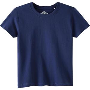 Family Feeling Boys Short Sleeve Summer Crewneck Kids T-Shirts One Piece Girls Tee(Navy)