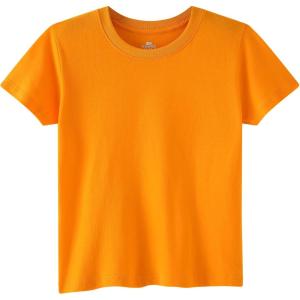 Family Feeling Boys Short Sleeve Summer Crewneck Kids T-Shirts One Piece Girls Tee(Orange)
