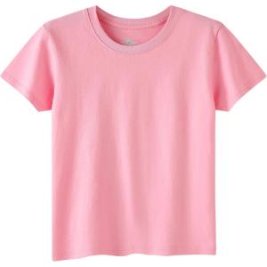 Family Feeling Boys Short Sleeve Summer Crewneck Kids T-Shirts One Piece Girls Tee(Pink)