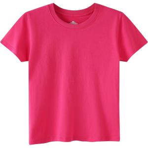 Family Feeling Boys Short Sleeve Summer Crewneck Kids T-Shirts One Piece Girls Tee(Rose)