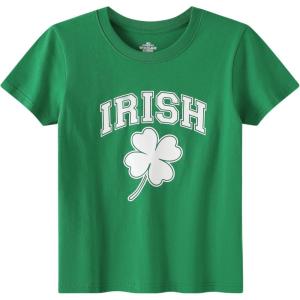 Family Feeling Boys Short Sleeve Summer Crewneck Kids T-Shirts One Piece Girls Tee(St. Patrick’s Clover-short)