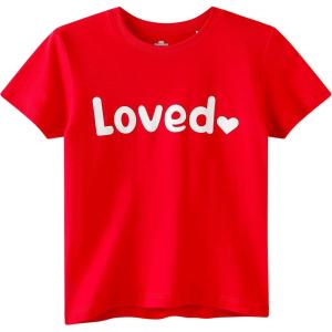 Family Feeling Boys Short Sleeve Summer Crewneck Kids T-Shirts One Piece Girls Tee(Valentine-short)