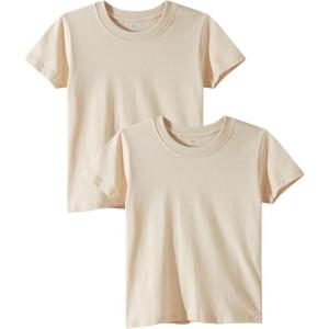 Family Feeling Boys Short Sleeve Summer Crewneck Kids T-Shirts Top Girls 2-Piece Tee(Beige)