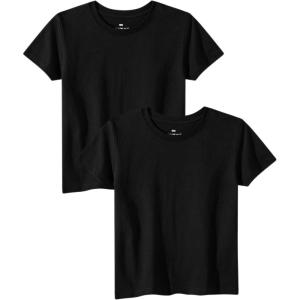 Family Feeling Boys Short Sleeve Summer Crewneck Kids T-Shirts Top Girls 2-Piece Tee(Black)