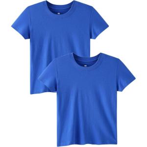 Family Feeling Boys Short Sleeve Summer Crewneck Kids T-Shirts Top Girls 2-Piece Tee(Blue)