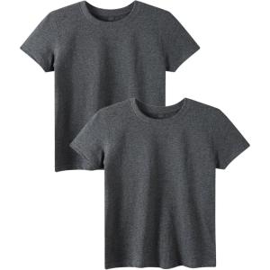 Family Feeling Boys Short Sleeve Summer Crewneck Kids T-Shirts Top Girls 2-Piece Tee(Dark Heather)