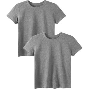 Family Feeling Boys Short Sleeve Summer Crewneck Kids T-Shirts Top Girls 2-Piece Tee(Grey)