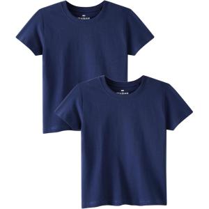 Family Feeling Boys Short Sleeve Summer Crewneck Kids T-Shirts Top Girls 2-Piece Tee(Navy)