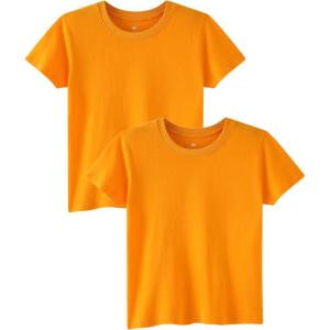 Family Feeling Boys Short Sleeve Summer Crewneck Kids T-Shirts Top Girls 2-Piece Tee(Orange)
