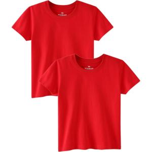 Family Feeling Boys Short Sleeve Summer Crewneck Kids T-Shirts Top Girls 2-Piece Tee(Red)