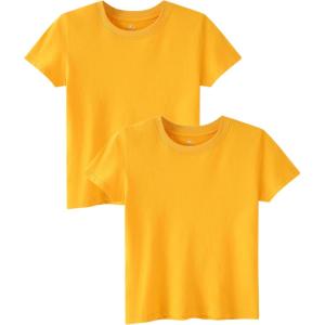 Family Feeling Boys Short Sleeve Summer Crewneck Kids T-Shirts Top Girls 2-Piece Tee(Yellow)