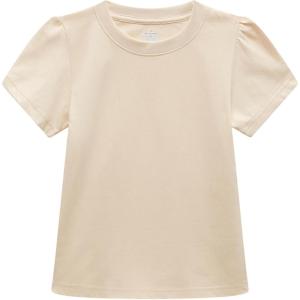 Family Feeling Girl Tshirts Short Sleeve Crewneck Kids T-Shirts Top Tee(Beige)