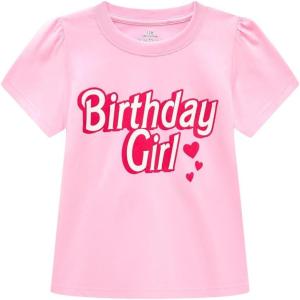 Family Feeling Girl Tshirts Short Sleeve Crewneck Kids T-Shirts Top Tee(Pink)