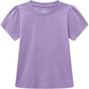 Family Feeling Girl Tshirts Short Sleeve Crewneck Kids T-Shirts Top Tee(Purple)