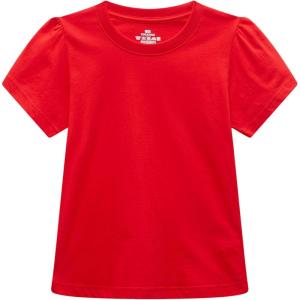 Family Feeling Girl Tshirts Short Sleeve Crewneck Kids T-Shirts Top Tee(Red)