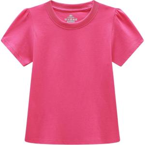 Family Feeling Girl Tshirts Short Sleeve Crewneck Kids T-Shirts Top Tee(Rose)