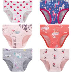 Family Feeling Girls’ 100% Cotton Underwear – Comfortable & Breathable Panties for Kids(6 Pack – Love/Cartoon/Animal Print)