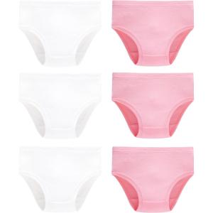 Family Feeling Girls’ Soft Underwear – Comfortable & Breathable Printed Pattern Panties for Kids(6 Pack – White/Pink)