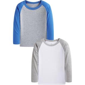 Family Feeling Kids’ Long Sleeve Crewneck Boys Tee T-Shirt(White/Grey)