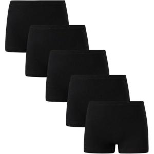 Family Feeling Soft Cotton Girls’ Boyshort Panties Brief Underwear(5 Pack -Black)