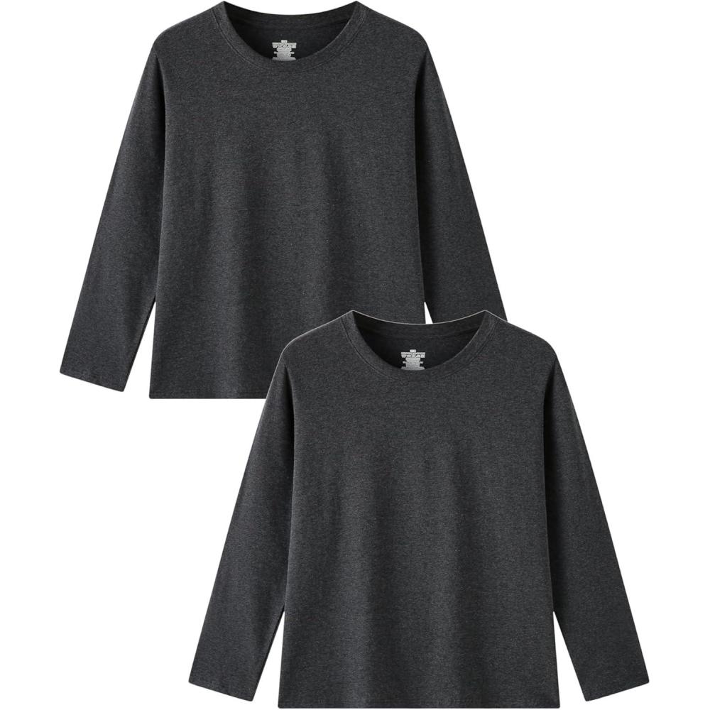 imageFamily Feeling Kids Long Sleeve Crewneck Tshirt Boys Plain TShirtDark Heather