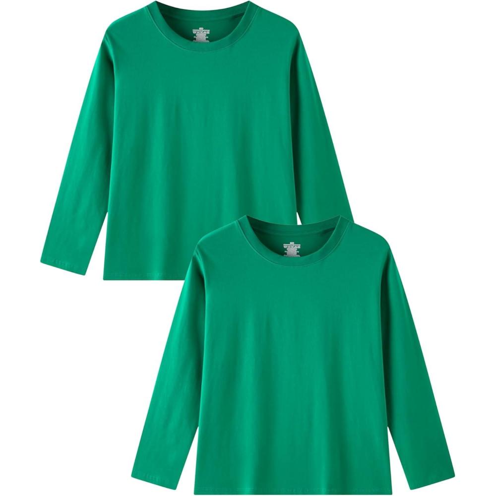 imageFamily Feeling Kids Long Sleeve Crewneck Tshirt Boys Plain TShirtGreen