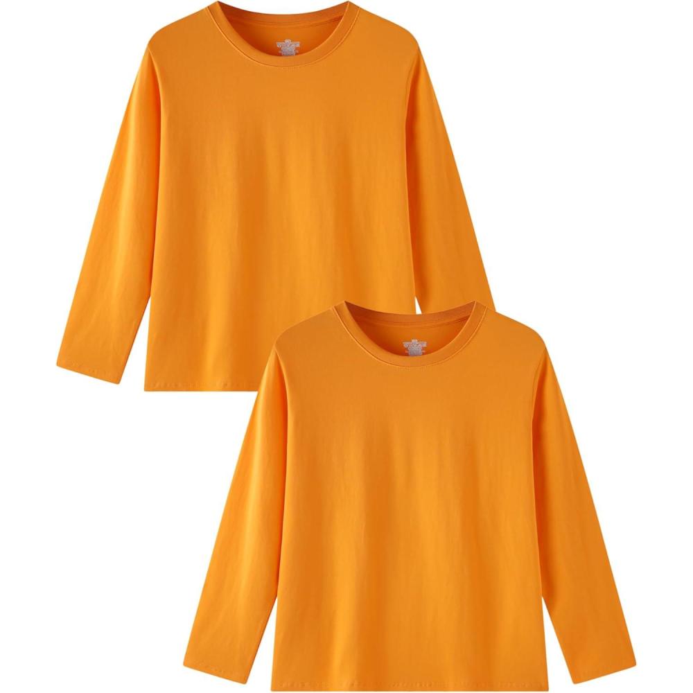imageFamily Feeling Kids Long Sleeve Crewneck Tshirt Boys Plain TShirtOrange