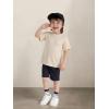Family Feeling Boys Short Sleeve Summer Crewneck Kids T-Shirts Top Girls Tee(Beige)